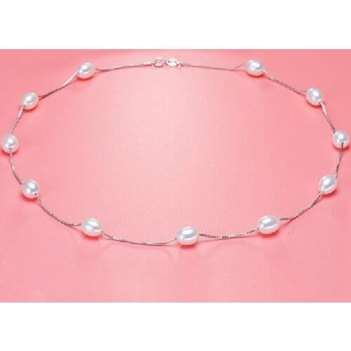 925 Sterling Silver Pearl Necklace Natural Freshwater Pearl Chains Necklaces For Women Jewelry Fashion Gift