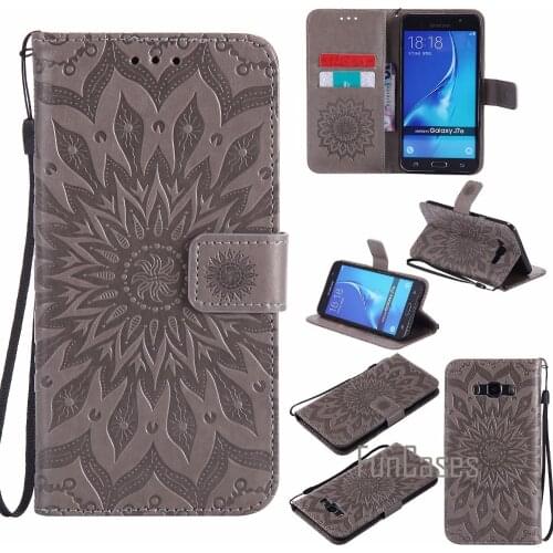 Embossed Flip Case sFor coque Samsung Galaxy J7 / J7 2016 Flip Case sFor fundas Samsung J7 2016 Cover + Card Holders galexy