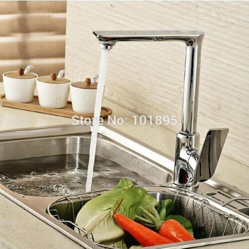 L16767 Luxury Deck Mounted Chrome Finishing Brass Material Kitchen Sink Mixer