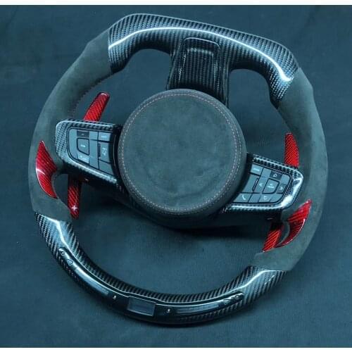 Cuatomized Real Carbon Fiber Sports LED Steering Wheel for Jaguar F-Type F-Pace XE E-Pace P200 2012-2015 with Paddle
