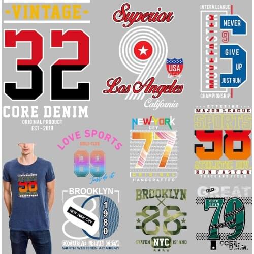 Letter Stickers Thermal transfer printing Iron-on Transfers Patches for Kids Clothing Jacket Thermal Transfers Decals Patch