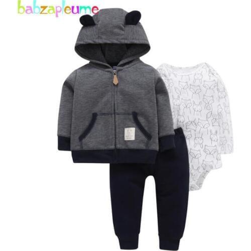 3Piece/Spring Autumn New Born Baby Girls Outfits Boys Clothes Casual Coat+Rompers+Pants Sport Suit Infant Clothing Sets BC1764-1