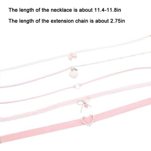 Japanese 2020 Spring New Pink Peach Heart Pendant Choker Short Clavicle Necklaces Fashion For Girl Cute Jewelry