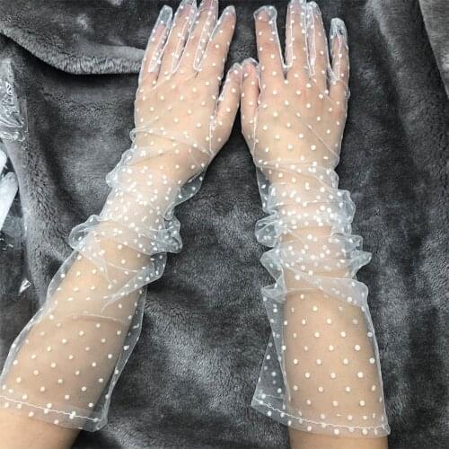 Female Driving Mesh Finger Gloves Jacquard Neutral Summer Monochrome Korean Fashion Cute Decorative Gloves for Women Lace Gloves