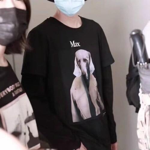 Women Summer Slim O-Neck Dog Head Print Cotton T-Shirt Female Casual Brand Top Ladies Fashion Designed Short Sleeve Tees ML030