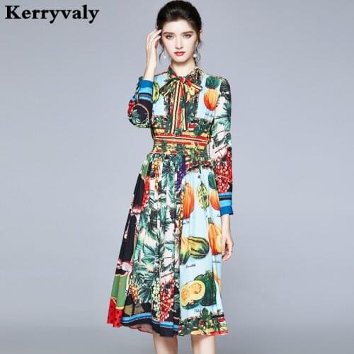 Spring Floral Print Vintage Midi Dress Women Gothic High Waist Lace Bead Retro Party Dress Robe Femme Sukienki K8652