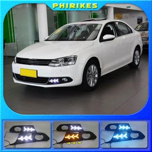 1 Set 12v LED For Volkswagen VW Jetta Sagitar 2012 2013 2014 DRL Daytime Running Lights Daylight ABS Fog Lamp Cover