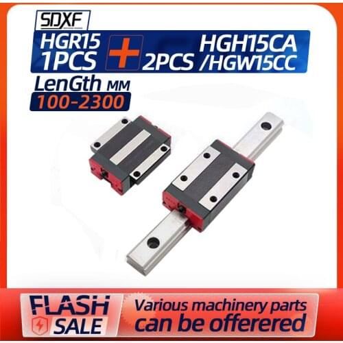 Linear guide rail HGR15, length 100-2300mm, one guide rail with two slider, you can leave a message if you need to specify the