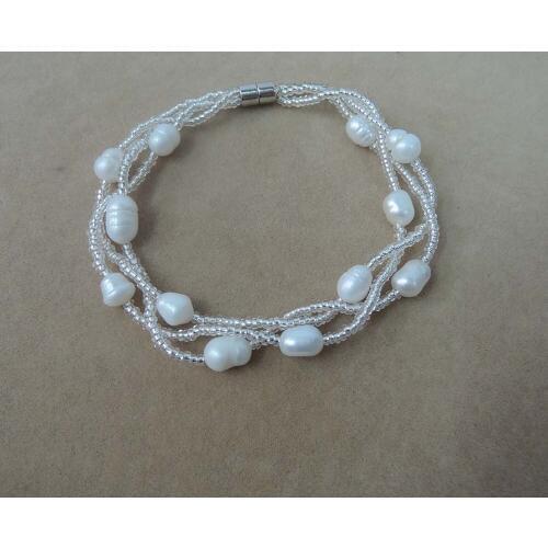 100% nature freshwater pearl bracelet with magnet closer