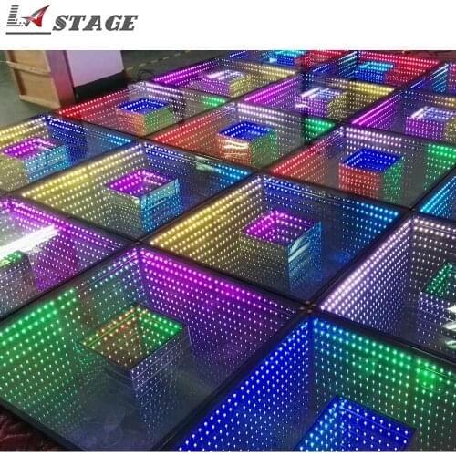 100CM*100CM*10CM 3D Mirror DJ Disco Party Wedding Stage Light LED Dance Floor With Time Tunnel