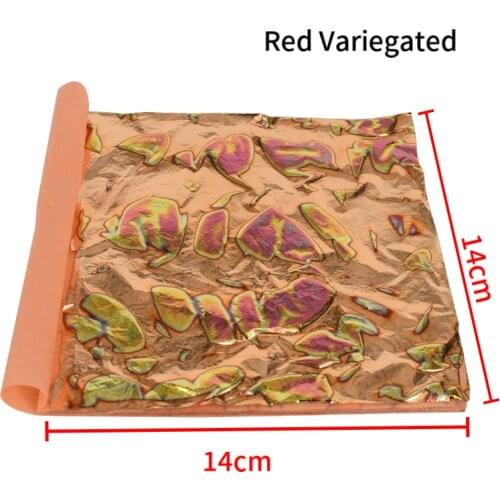 25 sheets red variegated gold leaf for decoration , size 14x14cm