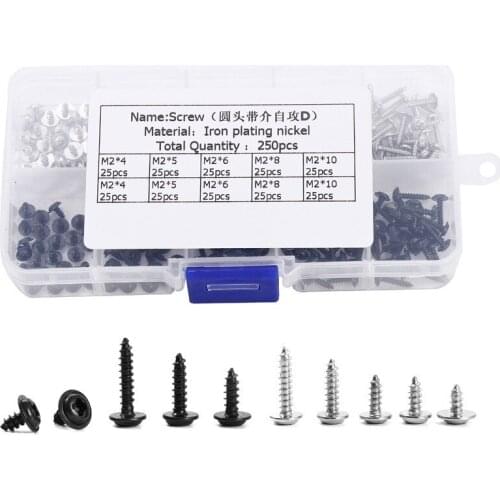 250Pcs Black+silver band cushion Screws Iron nickel plated Nuts Cover Bolts Protect Furniture Exterior Hardware Fasteners