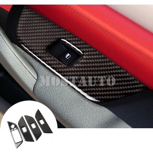 For BMW X1 E84 Carbon Fiber Door Window Switch Trim Cover 2010-2015 4pcs Car Decor