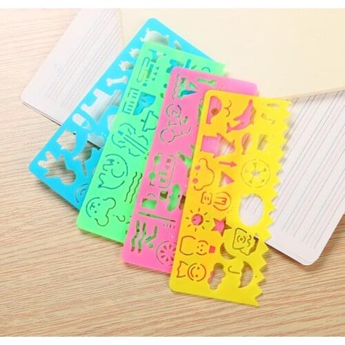 4 pcs/lot Cute Kawaii Colored Ruler Set Cartoon Template For Drawing Kids Gift Korean Stationery Office School Supplies