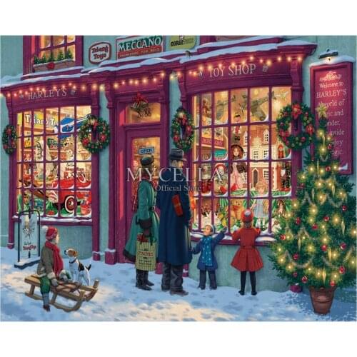 5D DIY Diamond Embroidery Toy Shop Full Mosaic Picture Diamond Painting Cross Stitch Rhinestones Needlework Christmas Gift Decor