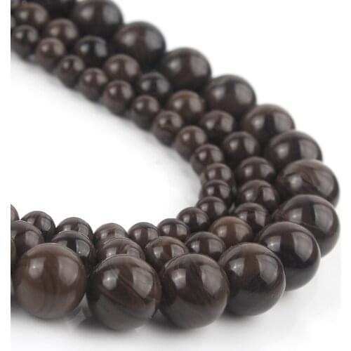 6/8/10/12mm Natural Stones Brown Wooden Jaspers Loose Round Mineral Beads for Jewelry Making DIY Bracelet Accessories 15