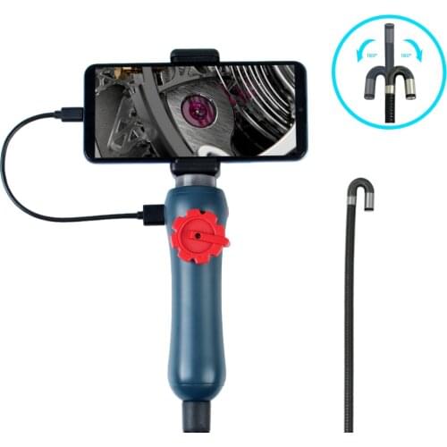 8.5MM 2.0MP 180 Degree Steering Industrial Borescope Endoscope Cars Inspection Camera With 1 Highlight LED for OTG Android