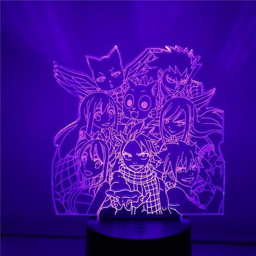 Anime Figures Fairy Tail 3D LED Night Lights Color Changing Natcu Lucy Toys Action Figma Model Lampara Decor Home Juguetes Doll