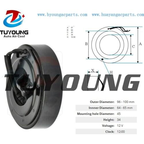 Car-Ac-Compressor-Clutch-Coil VS16 VISTEON For FORD 12 V Size:97(OD)*64(ID)*45(MHD)*34(H)MM