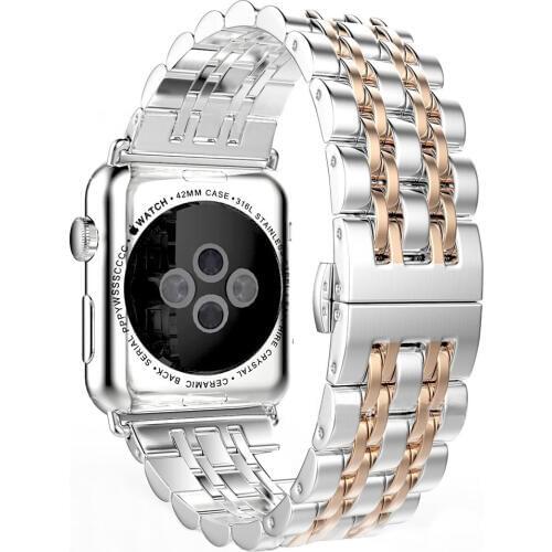 Stainless Steel band For Apple Watch 5 4 Band 42mm Bracelet for iwatch series 5 4 3 2 44mm strap for iwatch series 4 40mm 38mm