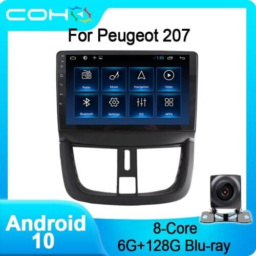 COHO For Peugeot 207 Car Multimedia Player Gps Coche Radio Stereo Android 10.0 Octa Core 6+128G