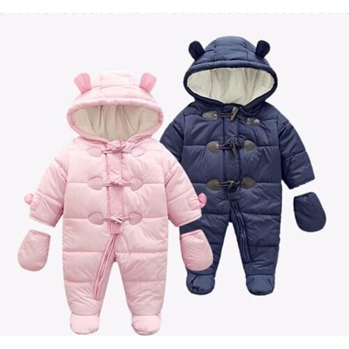 IYEAL Winter Children Baby Clothes Boys Girls Rompers Warm Thickening Hooded Infant Overalls for Newborn Clothing Kid Outerwear