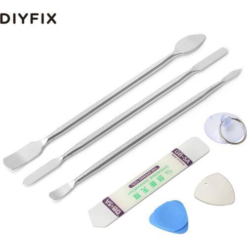 DIYFIX 7Pcs Metal Spudger Set Mobile Phone Repair Opening Tool for iPhone iPad Laptop Tablet PC Smartphone