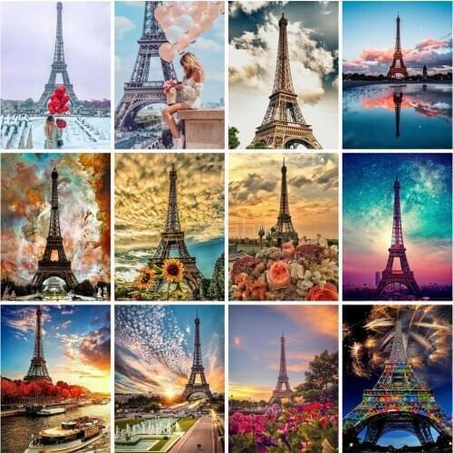 EverShine 5D Diamond Painting Full Square Landscape Cross Stitch Diamond Embroidery Eiffel Tower Rhinestones Art Hobby Gift