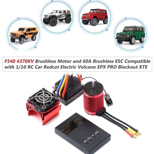 F540 Brushless Motor 3000KV-4370KV RC Crawler Motor and 60A Brushless ESC Speed Controller and Programming Card for 1/10 RC Car