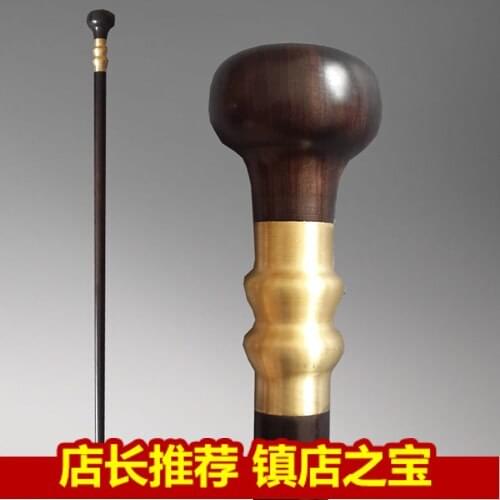 Filial piety elderly Round head wood mahogany ebony wood rod civilization old slip Walker civilization stick cane