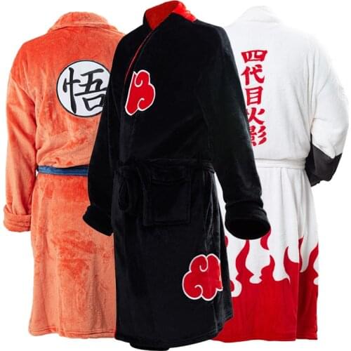 Fast Shipping Anime Akatsuki Robe Cosplay Bathrobe Fleece Warm Nightgown Robe Men Winter Coat Sleepwear Christmas Gift