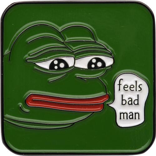 Internet Memes Sad Pepe Frog Lapel Pin Feels Bad Man 4chan Kekistan Dank sad frog Meme pol rare