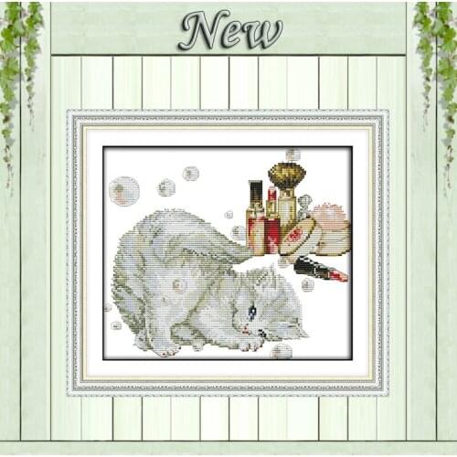 Love beautiful kittens cat painting counted printed on canvas DMC 11CT 14CT kits Chinese Cross Stitch embroidery needlework Sets