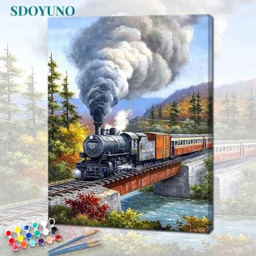 SDOYUNO Paint By Numbers Scenery DIY Oil Painting By Numbers On Canvas Landscape 60x75cm Frame Number Painting Wall Art