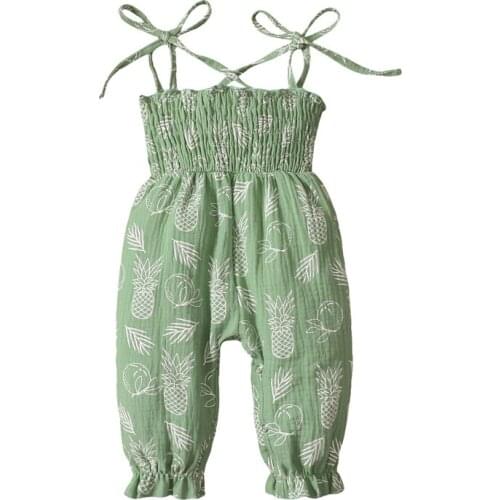 Pudcoco 0-18M Romper Baby Girls Boys Summer Pineapple Print Sleeveless Casual Fashion 3 Colors Jumpsuit Playsuit Trouser Leotard