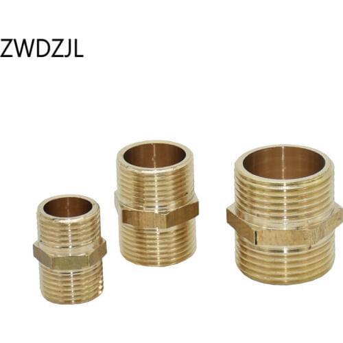 Copper Male G1/2 G3/4 G1 Thread connector Brass metal threaded water pipe connector Pipe Hex Nipple Fitting 10pcs