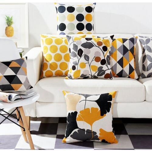 Fashion Colourful Geometric Cushion Cover Home Decor Gray Leaf Decorative Pillow Case Cojines Decorativos Para Sofa Pillow Cover
