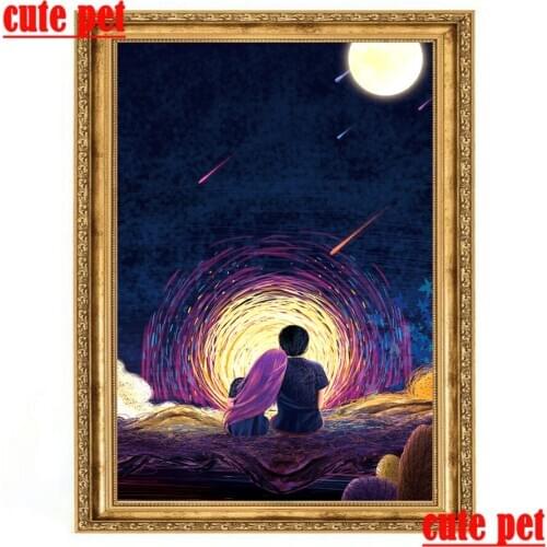 Mosaic 5D Diamond Painting Couple under the moon full drill diamond painting Character Gift Embroidery Home Decor Diamond No Fra