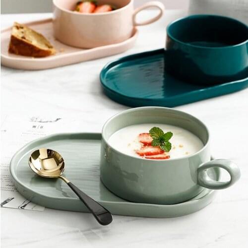 Nordic breakfast bowls and plates set with handle cups and saucers salad cereal bowls home creative tableware for one person