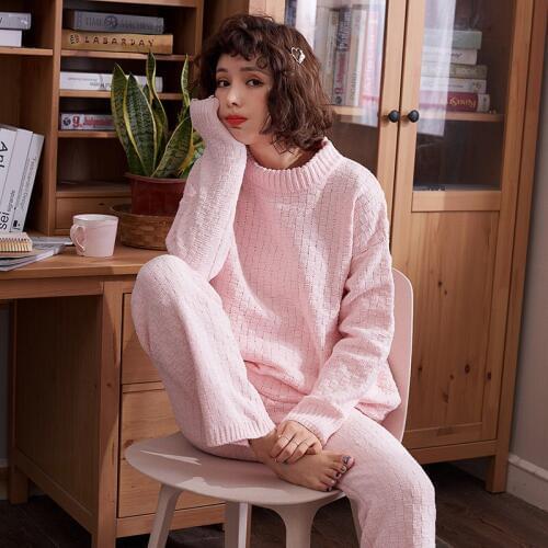 YARY Autumn Winter New Plush Wool Home Clothes Small Fresh Loose Sweet Leisure Suits Can Be Worn Outside Pajama Set