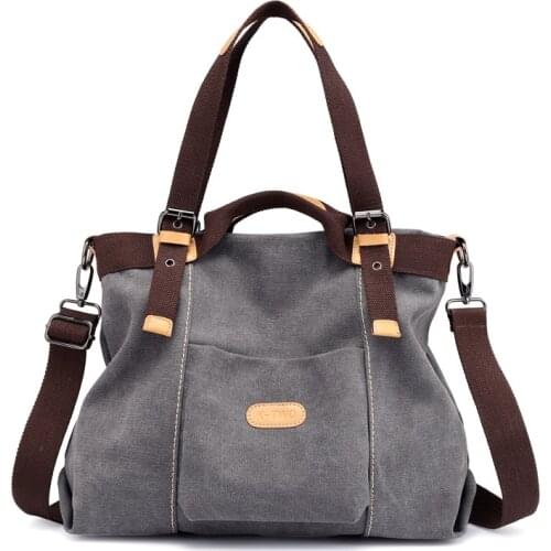 New Large Pocket Casual Womens Shoulder Cross Body Handbags Canvas Tote Bags Handbags Purses