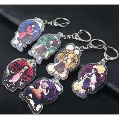 New Japan Anime Demon Slayer Kimetsu no Yaiba Acrylic Keychains Two Sided Fans Popular Best Keyring Cartoon Jewelry Gift