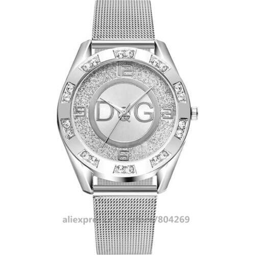 Wholesale Fashion Shinny Powder Women Watches Simple Design Rose Gold Dial Alloy Mesh Band Quartz Men WristWatches