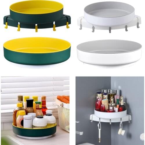 Rotatable Turntable Storage Rack Organizer Shelf for Kitchen Bathroom Shelves Countertop Shampoo Spices Holder
