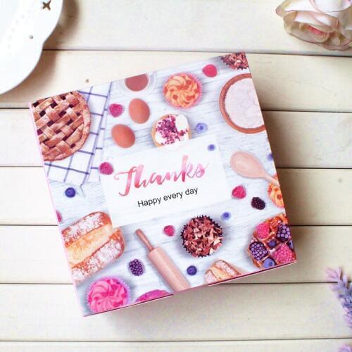 Sell wel 30pcs Free shipping 16*16*6.5cm Cake Paper Box Cheese Cookie Candy Food Gift Packing Boxes