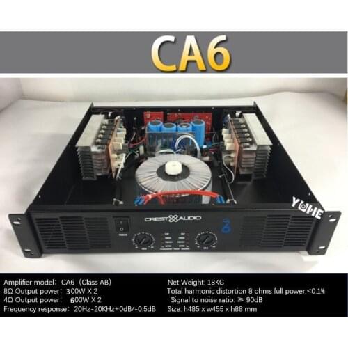 CA6 Professional Power Amplifier Pure Power Amplifier 2 channels 2U KTV/Stage/Home Entertainment KTV 8ohm 300W*2/4ohm 600W*2