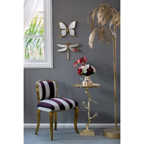 Retro Gold Butterfly Dragonfly Carved Bedroom Dressing Makeup Mirror Bathroom Home Hanging Wall Mirror Decoration Accessories