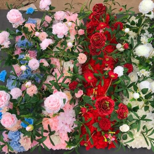 Rose Flower Garlands for Wedding Arch Gydragea Artificial Flowers Row for DIY Wedding Decoration Flower Wall Party Background