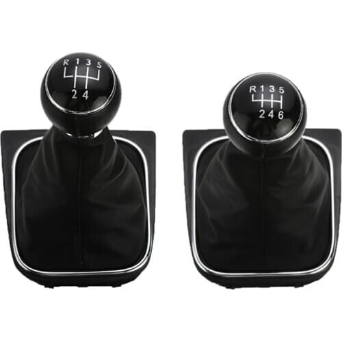 Car 5 /6 Speed Leather Gear Shift Knob With Dust Cover For VW Golf 5 6 Jetta MK5 05-10 MK6 Rabbit 2010-2014 Interior Accessories