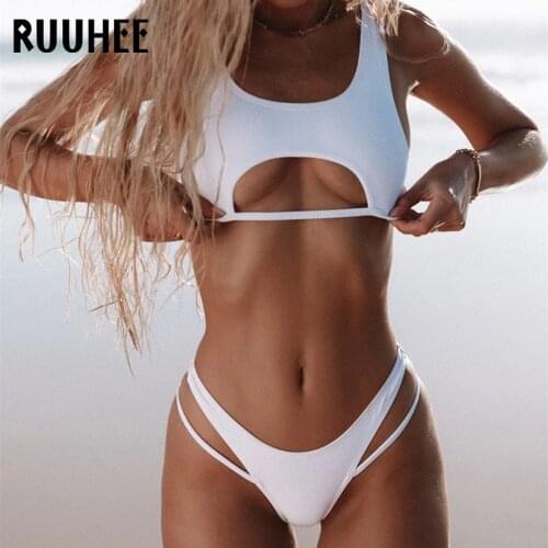 RUUHEE 2021 Swimsuit Women Sexy Brazilian Push Up Bikini Low Waist Bathing Suit Solid Beachwear Swimwear Sexy Biquini Female